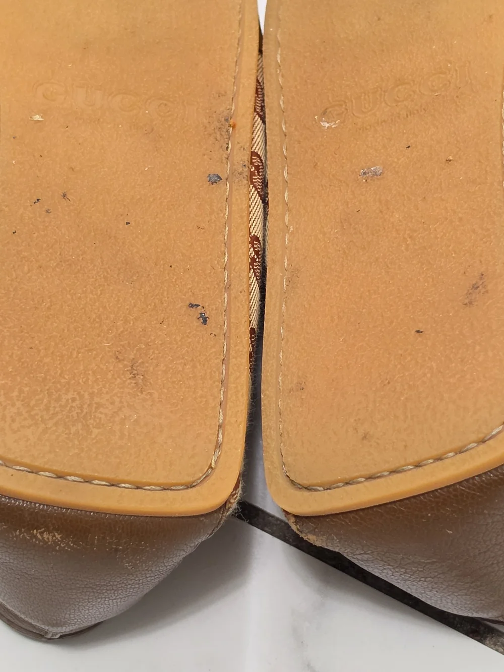 Gucci GG Canvas Leather Horsebit Loafers, 11